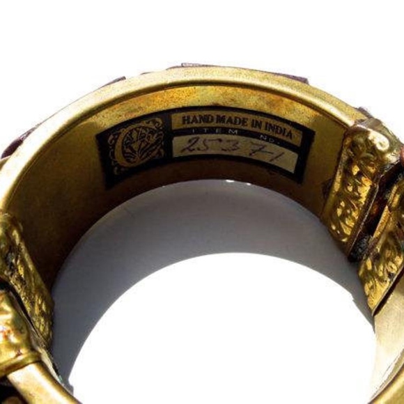 VTG 70's Large Bone and Brass Hinged Bangle - Picture 6 of 6